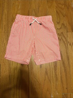 Kids Maamgic Coral & White Striped Pull-On Shorts